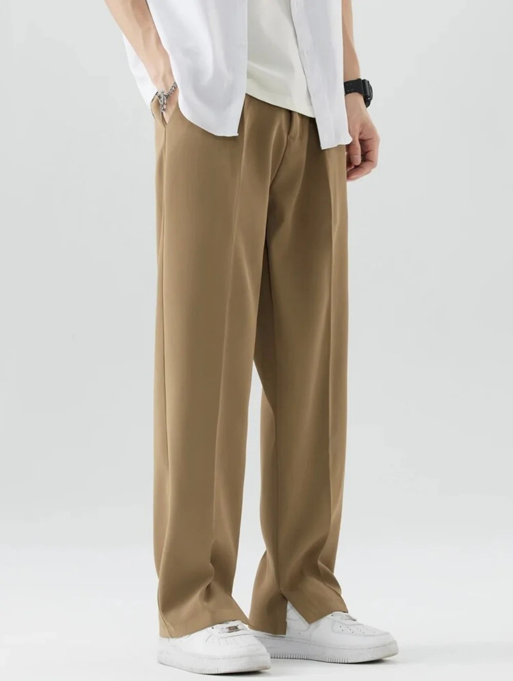 PANTALONI A GAMBA DRITTA CON DRAPPEGGIO AMPIO