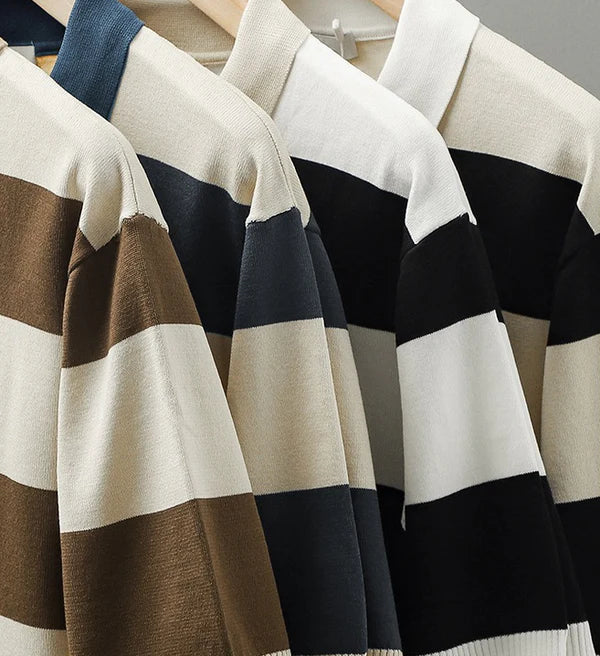POLO LAVORATA A MAGLIA CASUAL A RIGHE